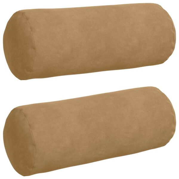 vidaXL Cojines Bolster 2 pcs Marrón Ø 15 x 40 cm Tela de pana