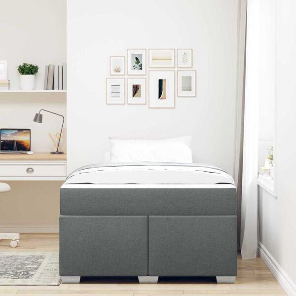 vidaXL Estructura de cama con colch&oacute;n Gris oscuro 120 x 200 cm tela