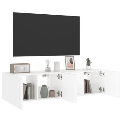 vidaXL Muebles de TV de pared con luces LED 2 uds blanco 60x35x31 cm