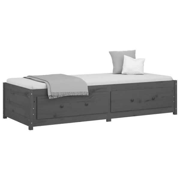 vidaXL Sofá cama madera maciza de pino gris 90x200 cm