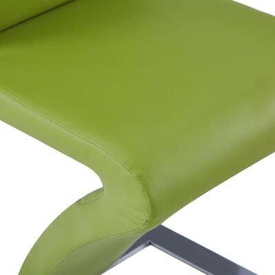 vidaXL Sillas de comedor forma de zigzag 2 uds cuero sintético verde