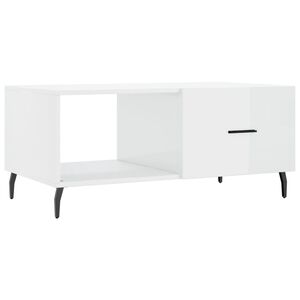 vidaXL Mesa de centro madera contrachapada blanco brillo 90x50x40 cm