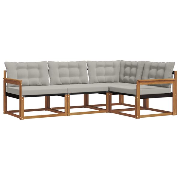 vidaXL Conjunto de sof&aacute;s de exterior 4 pcs Gris Natural y Claro