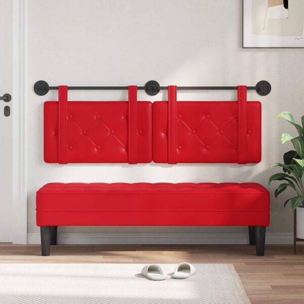 vidaXL Cabecera Colgante Rojo 130 x 55 x 5 cm Cuero sint&eacute;tico
