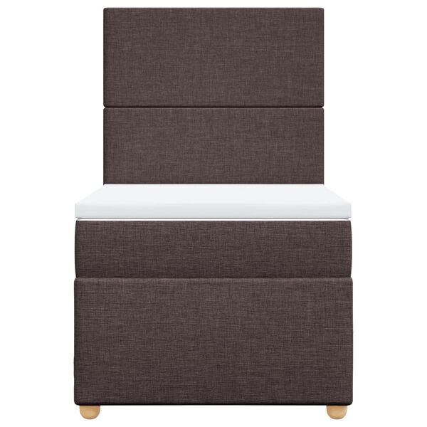 vidaXL Cama box spring con colch&oacute;n tela marr&oacute;n oscuro 100x200 cm
