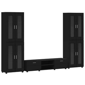 vidaXL Conjunto de mueble de TV FLORIN Negro Madera de ingenier&iacute;a