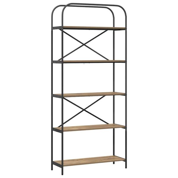 vidaXL Estante de libros Roble artesanal 80 x 30 x 183 cm