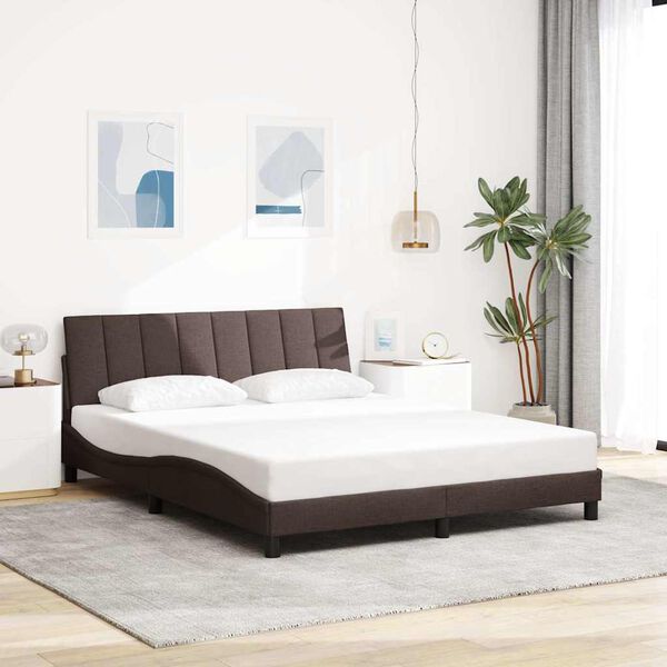 vidaXL Estructura de cama sin colch&oacute;n Hanko de tela marr&oacute;n oscuro 160x200 cm