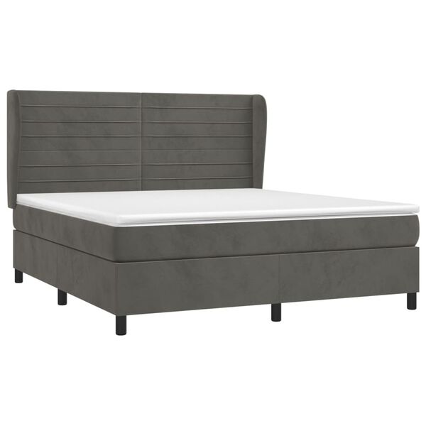 vidaXL Cama box spring con colch&oacute;n terciopelo gris oscuro 180x200 cm