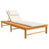 vidaXL Tumbona con coj&iacute;n blanco crema y almohada madera maciza acacia
