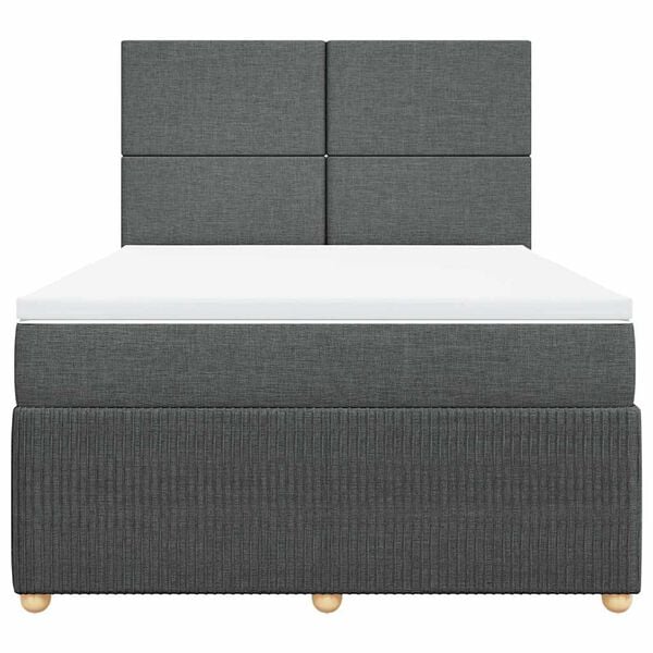 vidaXL Cama box spring con colch&oacute;n tela gris oscuro 160x200 cm