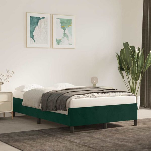 vidaXL Estructura cama sin colch&oacute;n terciopelo verde oscuro 120x190cm