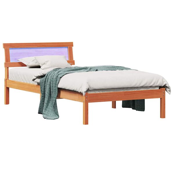 vidaXL Estructura de cama con cabecera Marrón cera 100 x 200 cm