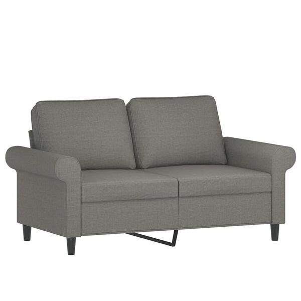 vidaXL Sofá 2 plazas con almohadas y cojines tela gris oscuro 120 cm