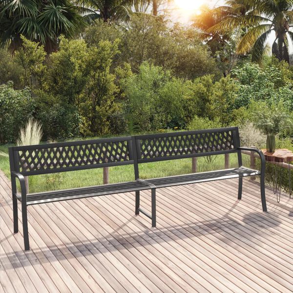 vidaXL Banco de jard&iacute;n doble 246 cm acero negro