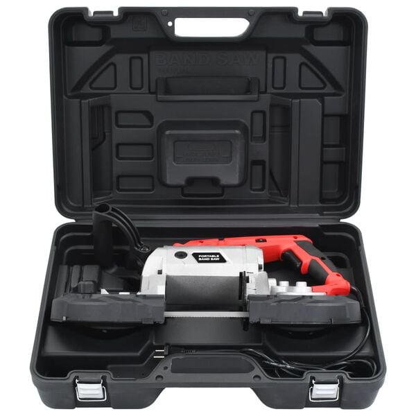 vidaXL Sierra de cinta con base y malet&iacute;n port&aacute;til de acero