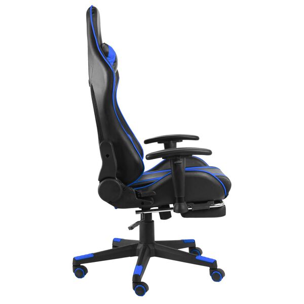 vidaXL Silla gaming giratoria con reposapi&eacute;s PVC azul
