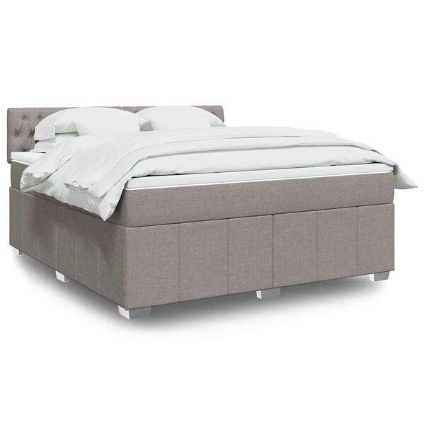 vidaXL Cama box spring con colch&oacute;n tela gris taupe 180x200 cm