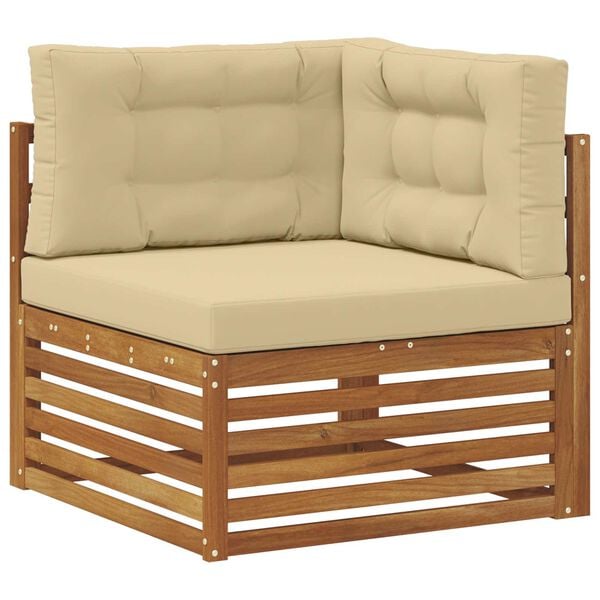 vidaXL Juegos de sof&aacute;s 8 pcs Natural y Beige Madera de Acacia S&oacute;lida