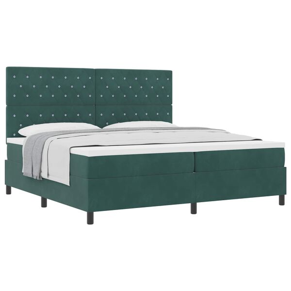 vidaXL Cama tipo Box Spring Verde oscuro 200 x 200 cm Terciopelo