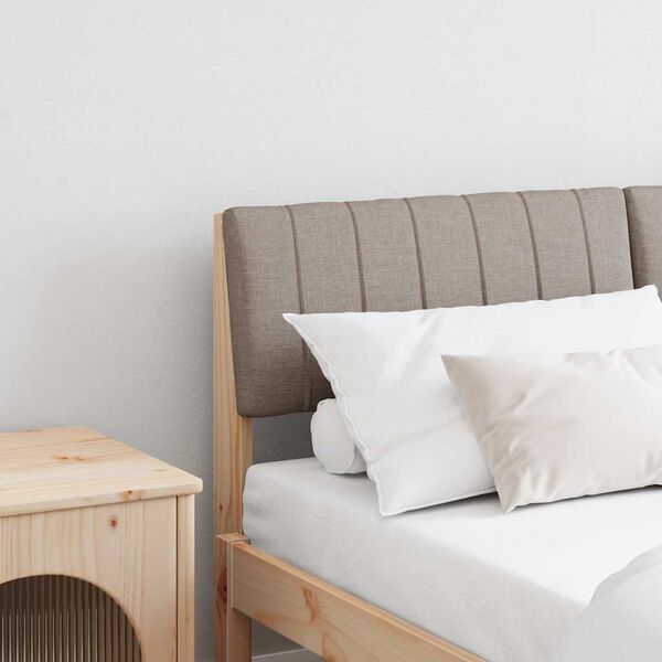 vidaXL Cabecero tapizado Taup&eacute; 140 cm Madera de pino macizo