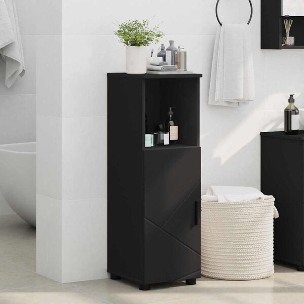 vidaXL Gabinete de Ba&ntilde;o con almacenamiento Negro 30 x 35 x 95 cm
