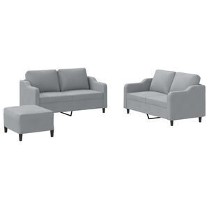 vidaXL Juego de sof&aacute;s con cojines 3 piezas tela gris claro