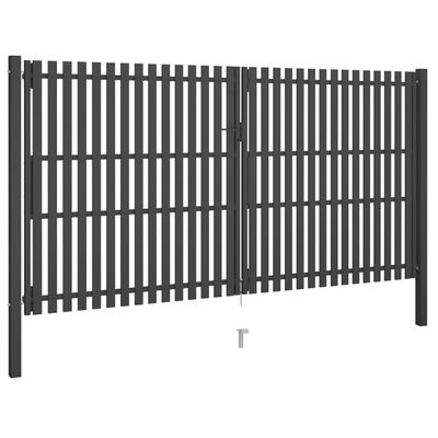 vidaXL Puerta de valla del jardín de acero gris antracita 4x2,5 cm