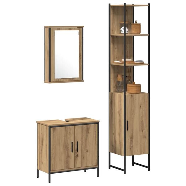 vidaXL Juego de muebles de ba&ntilde;o 3 pcs Marr&oacute;n Madera contrachapada