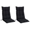 vidaXL Cojines para silla respaldo alto 2 uds tela a cuadros negro