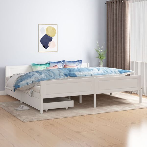 vidaXL Estructura de cama sin colch&oacute;n madera de pino blanco 200x200 cm