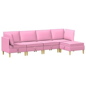 vidaXL Juego de sof&aacute; modular con almacenamiento 5 uds. Rosa Tela