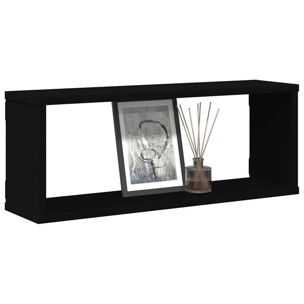 vidaXL Estante cubo de pared 4 uds contrachapado negro 60x15x23 cm