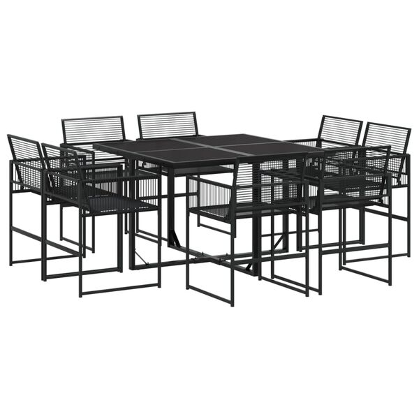 vidaXL Juego de comedor de jardín 9 piezas ratán sintético negro