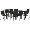 vidaXL Conjunto de Comedor de Jard&iacute;n 9 pcs Negro rat&aacute;n sint&eacute;tico