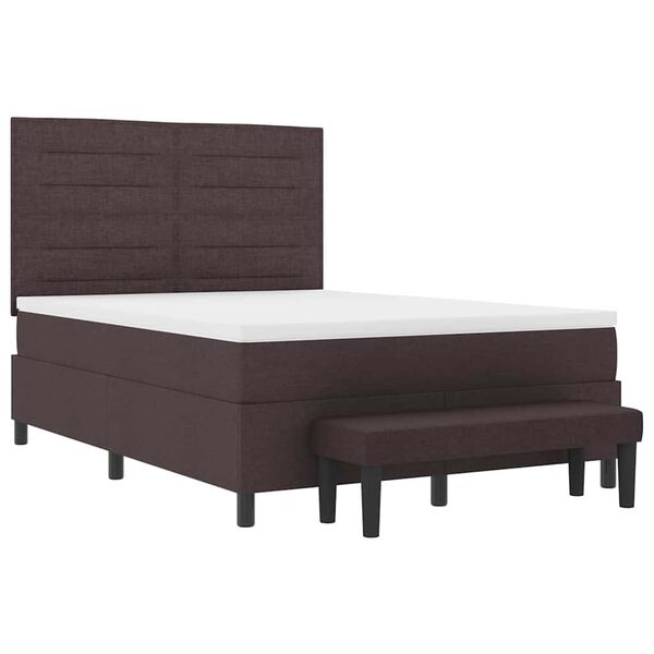 vidaXL Cama tipo Box Spring Marr&oacute;n Oscuro 140 x 190 cm tela