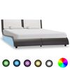 vidaXL Estructura de cama con LED sin colch&oacute;n gris y blanco 120x190 cm