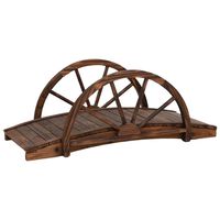vidaXL Puente de jardín con media rueda madera maciza abeto 99x50x38cm