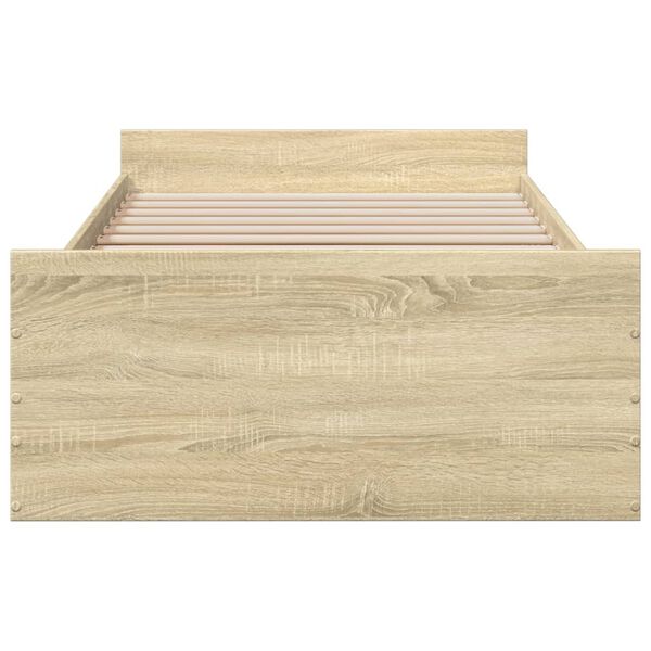 vidaXL Cama con cajones madera ingenier&iacute;a roble Sonoma 75x190 cm