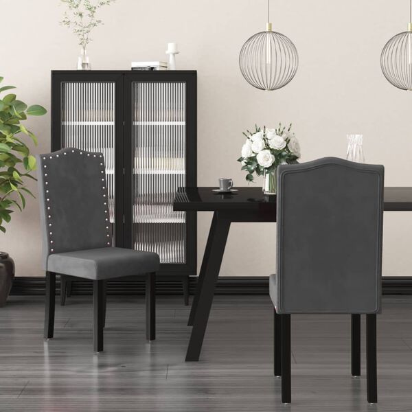 vidaXL Sillas de comedor 2 unidades terciopelo gris oscuro