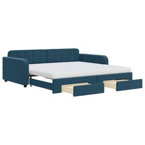 vidaXL Sof&aacute; cama nido con cajones terciopelo azul 100x200 cm