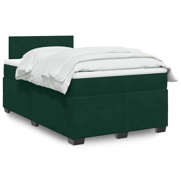 vidaXL Cama box spring con colch&oacute;n terciopelo verde oscuro 120x190 cm