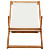 vidaXL Silla de playa plegable madera maciza de eucalipto y tela crema