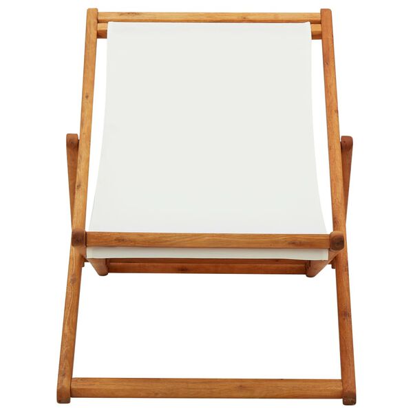 vidaXL Silla de playa plegable madera maciza de eucalipto y tela crema