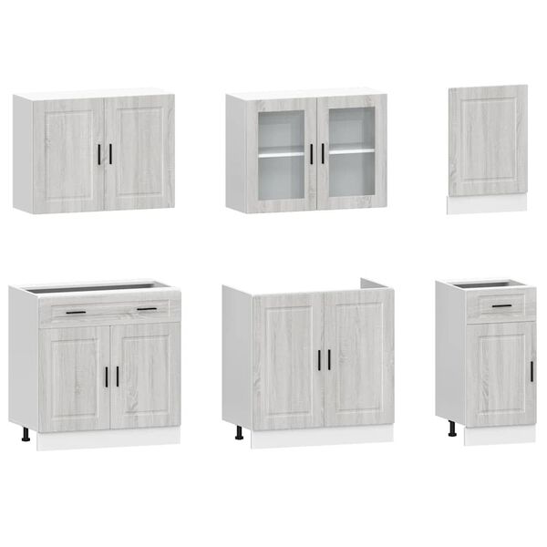 vidaXL Mueble cocina Kalmar sonoma gris 7 pzas madera contrachapada