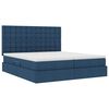 vidaXL Cama con tira de luces LED con cabecera Azul 180 x 200 cm tela