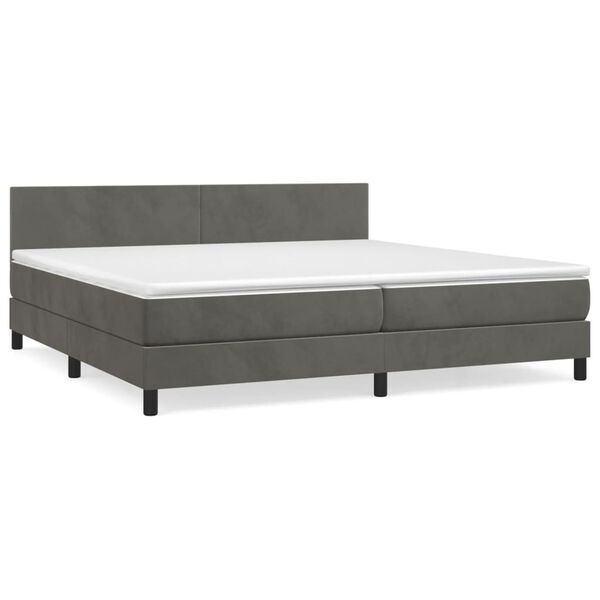 vidaXL Cama box spring con colch&oacute;n terciopelo gris oscuro 200x200 cm