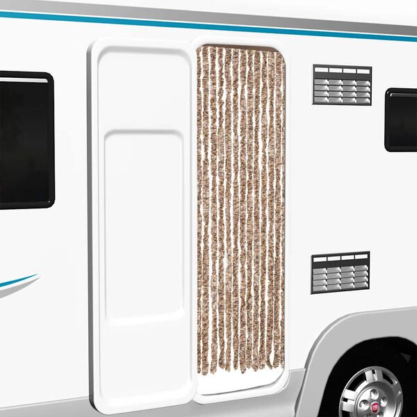 vidaXL Cortina antimoscas chenilla beige y marrón oscuro 56x185 cm