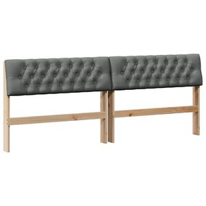 vidaXL Cabecero tapizado Gris oscuro 200 cm Madera de pino macizo