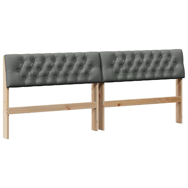 vidaXL Cabecero tapizado Gris oscuro 200 cm Madera de pino macizo